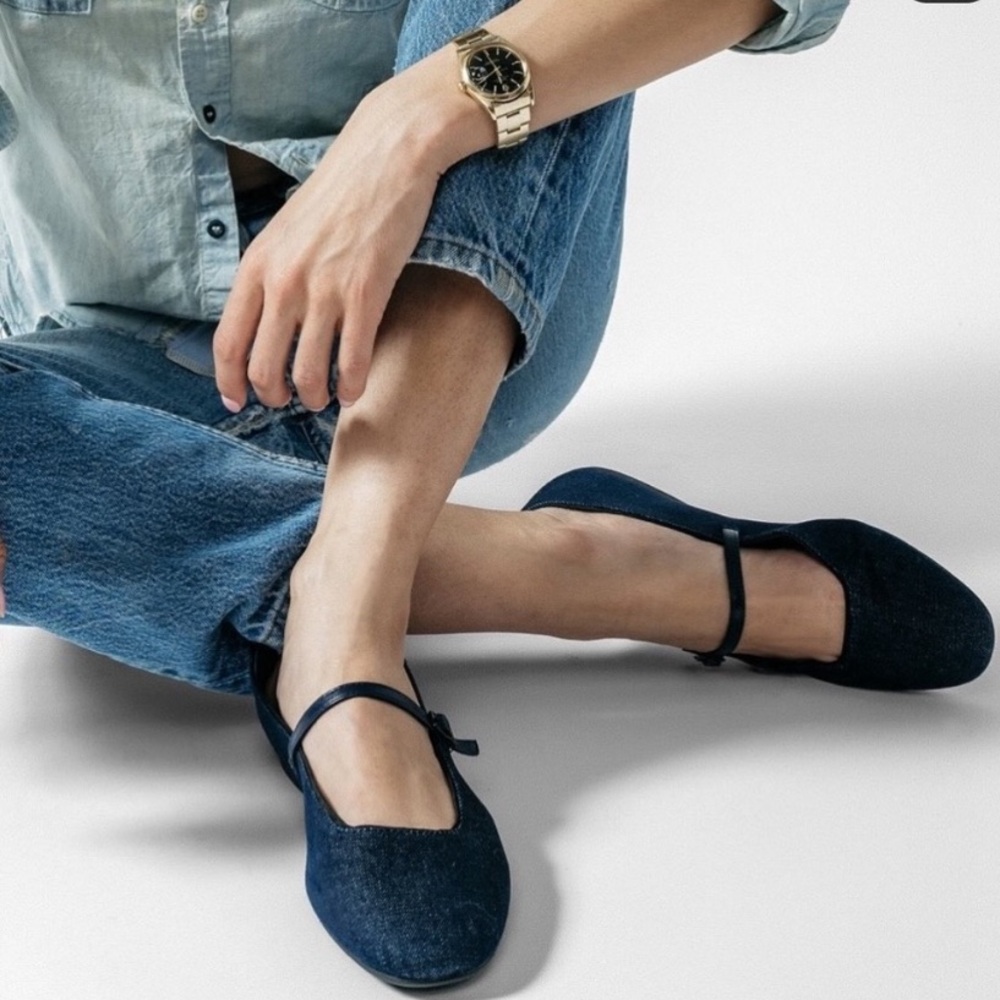 Birdies Navy Blue Mary Jane Flats